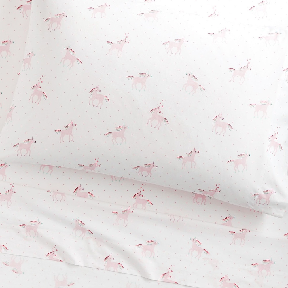 Pottery Barn Kids TWIN Rainbow Unicorn Sheets - Pink